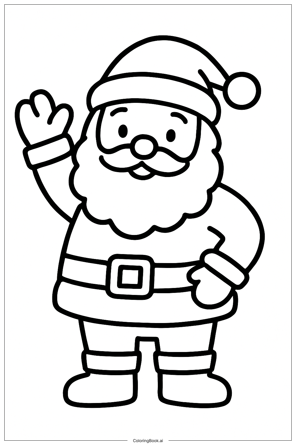  Trang tô màu Ông già Noel vẫy tay 