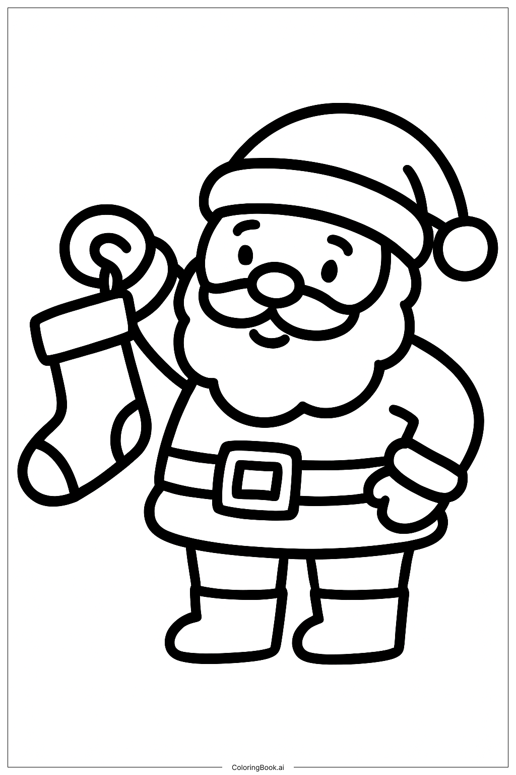  Trang tô màu Ông già Noel với chiếc tất 