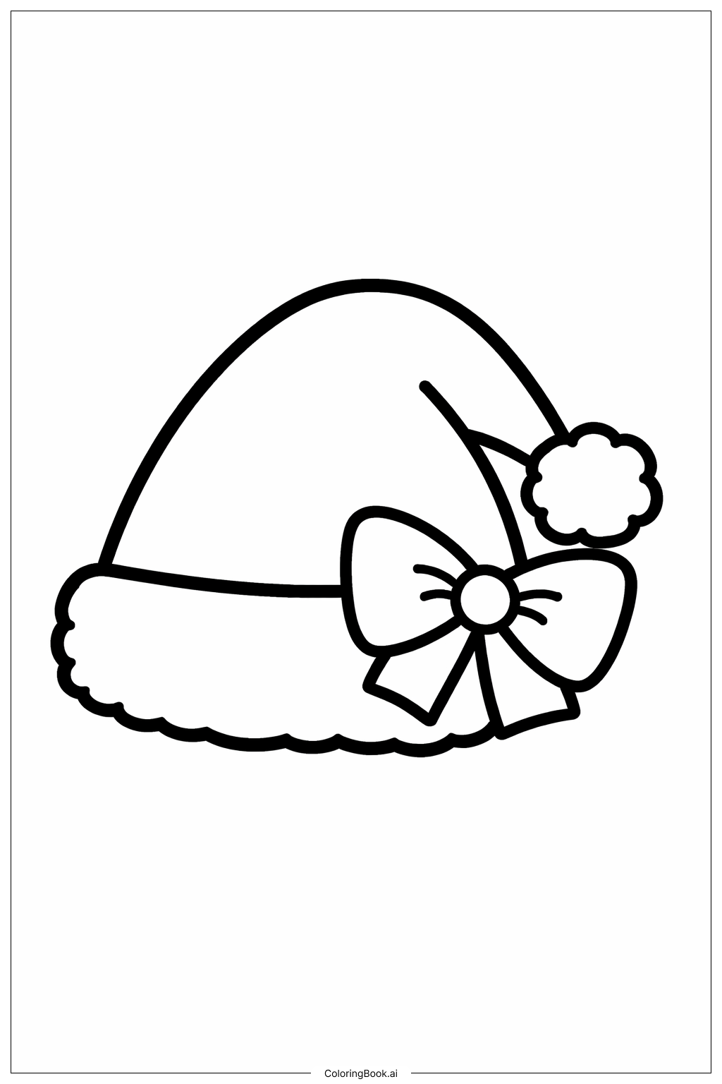  Page de coloriage Chapeau de Père Noël avec nœud 