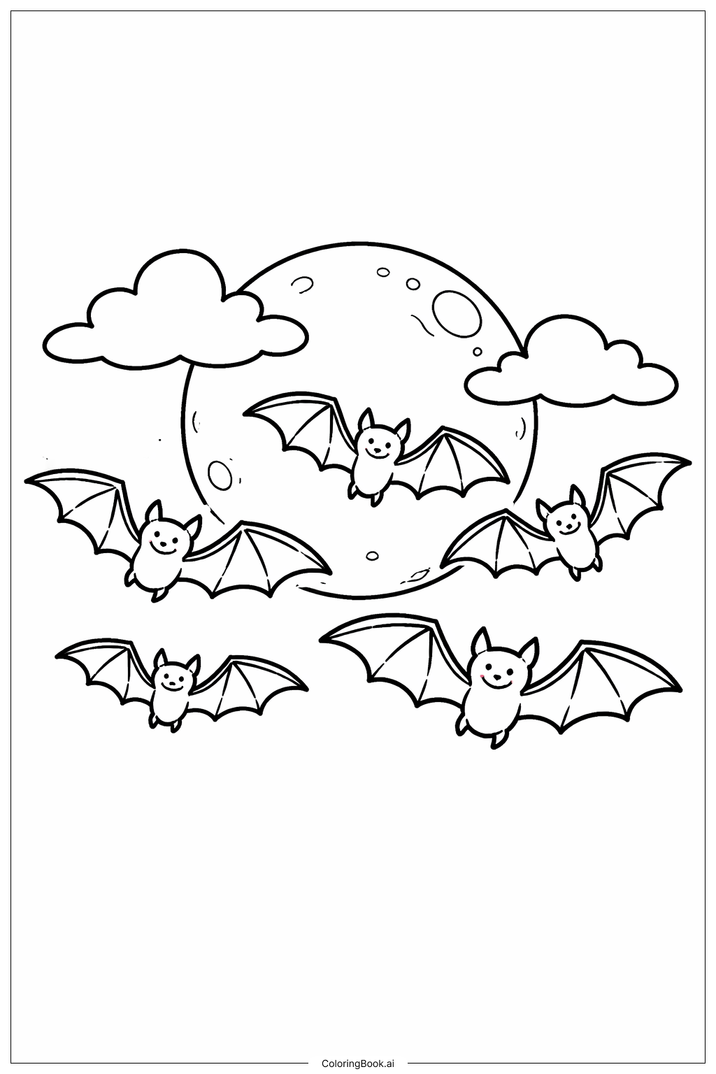  Gruselschwarm Halloween Fledermäuse Ausmalseite 