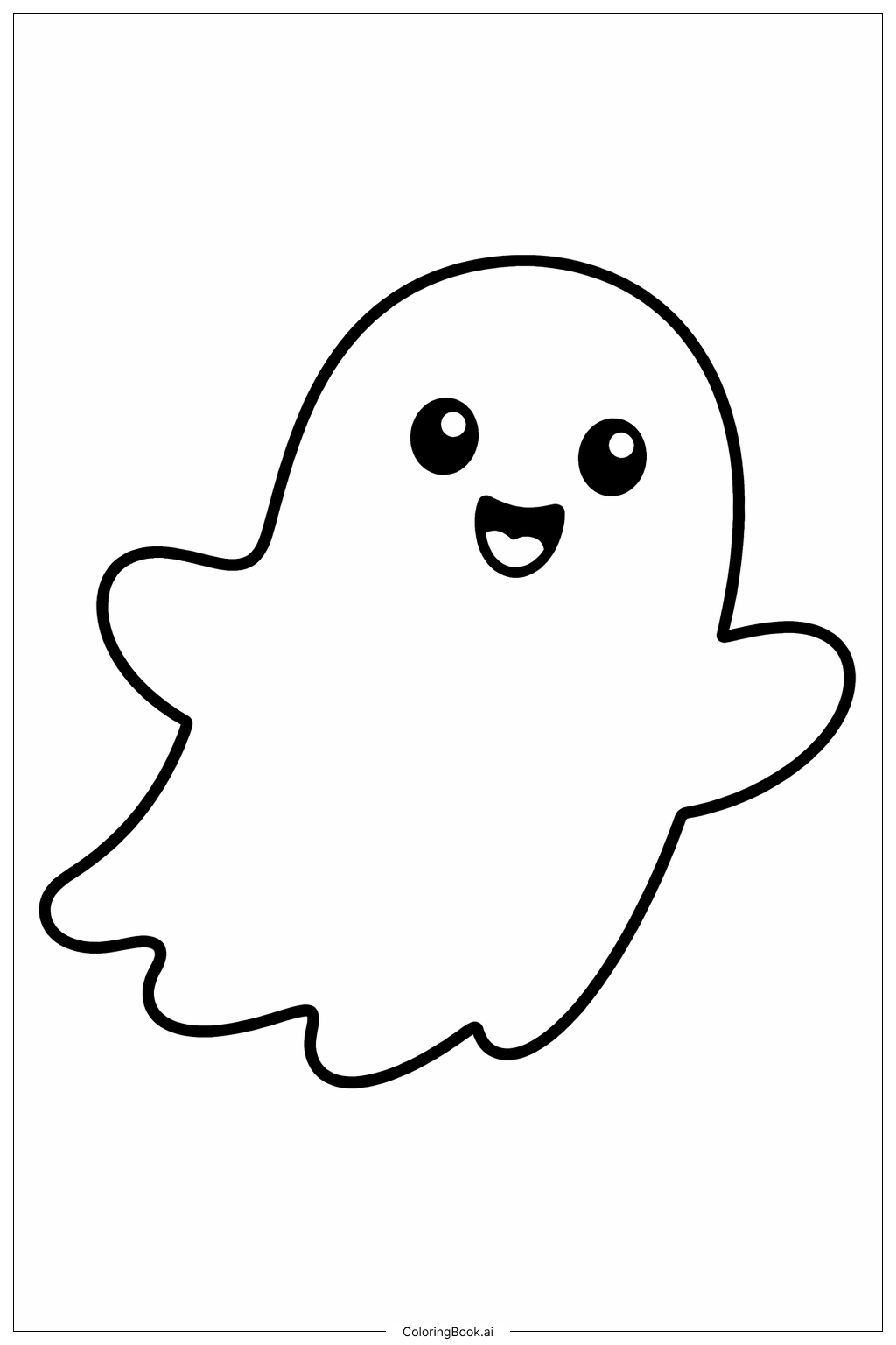  Gruseliger, freundlicher Halloween-Geist Ausmalseite 