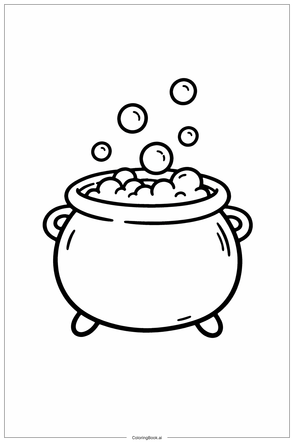  Gruseliger kleiner Halloween-Kessel Ausmalseite 