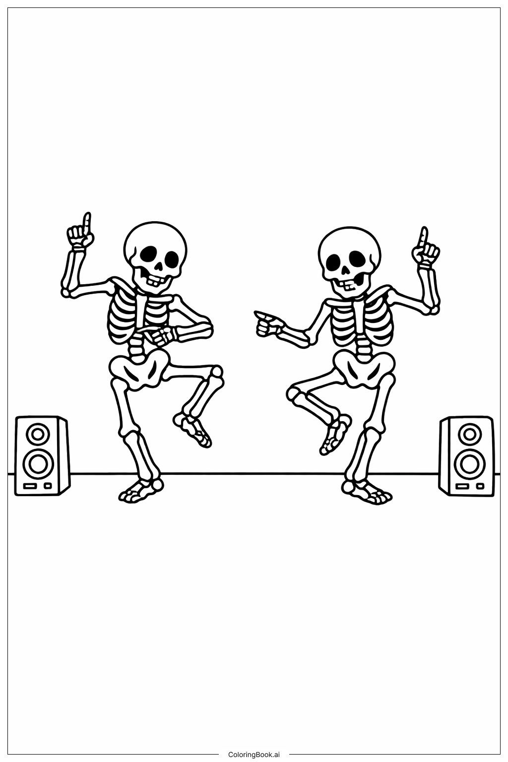  Gruseliger Halloween Skeletttanz Ausmalseite 