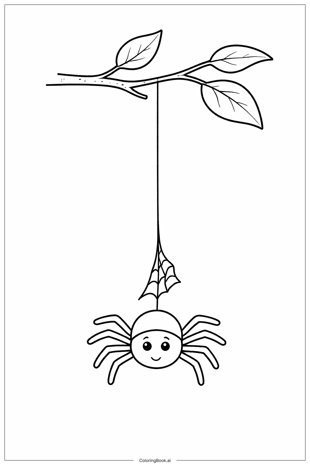  Gruseliger Halloween-Spinne im Netz Ausmalseite 