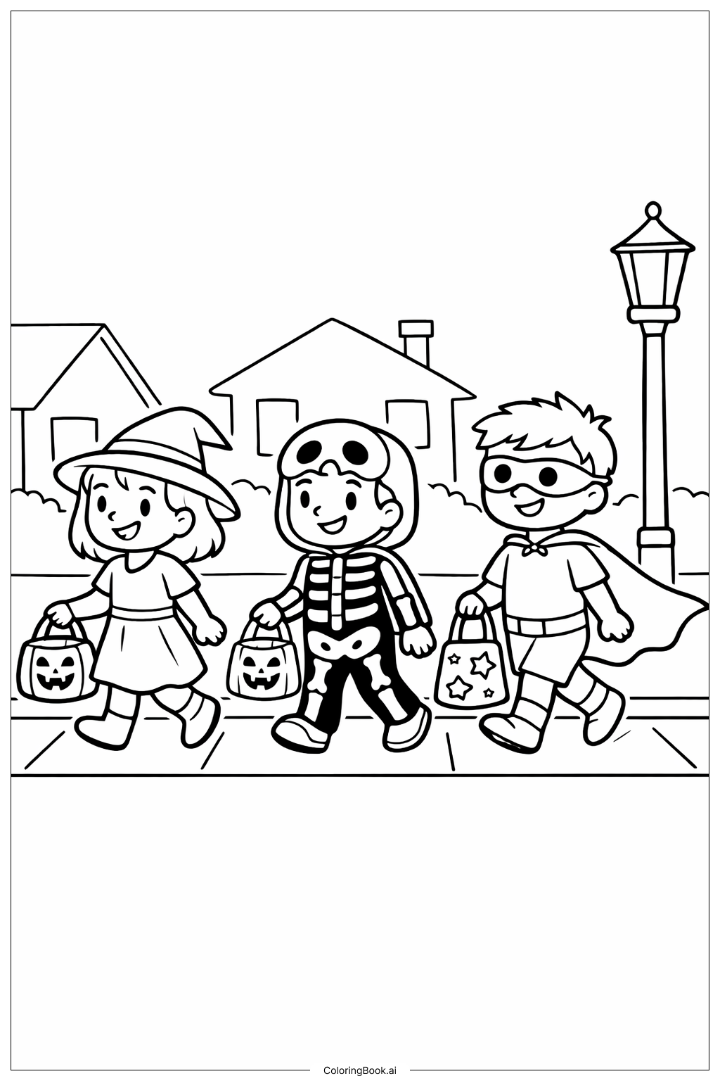  Gruselige Halloween Süßes oder Saures Kinder Ausmalseite 