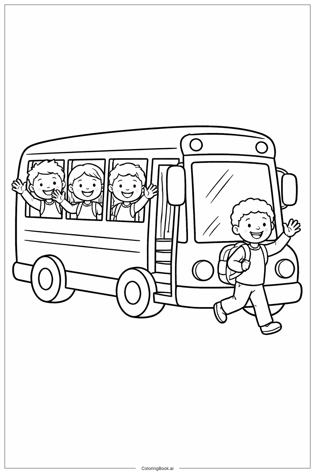  Page de coloriage Arrivée du bus scolaire pour le Mois de l'Histoire des Noirs 