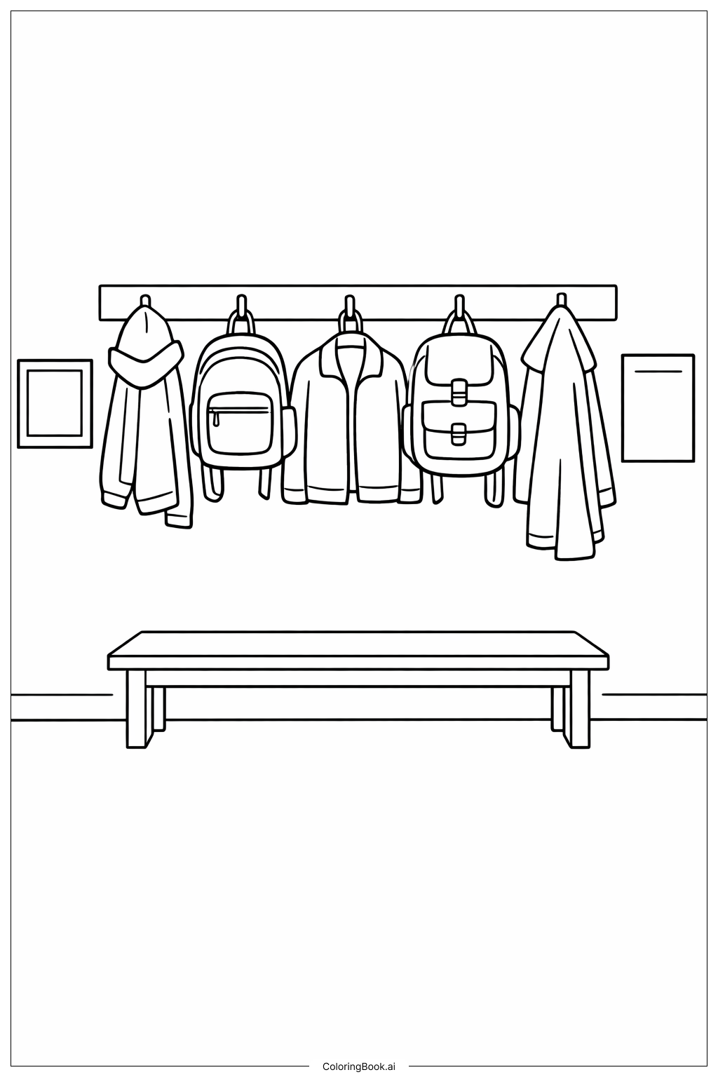  學校衣物掛架著色頁 