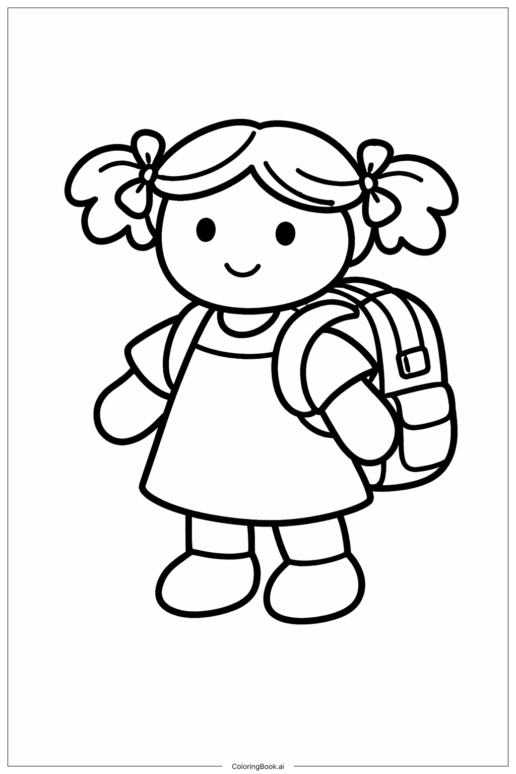  Schulmädchen mit Rucksack Ausmalseite 