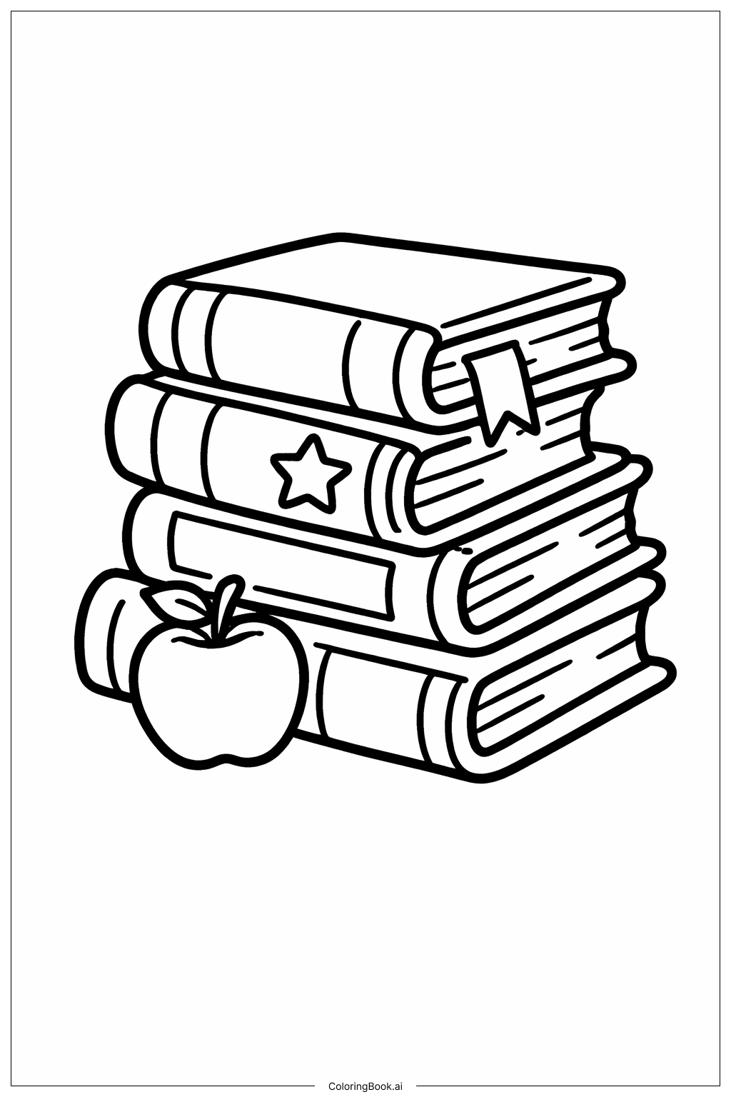  学校図書館の本の塗り絵ページ 