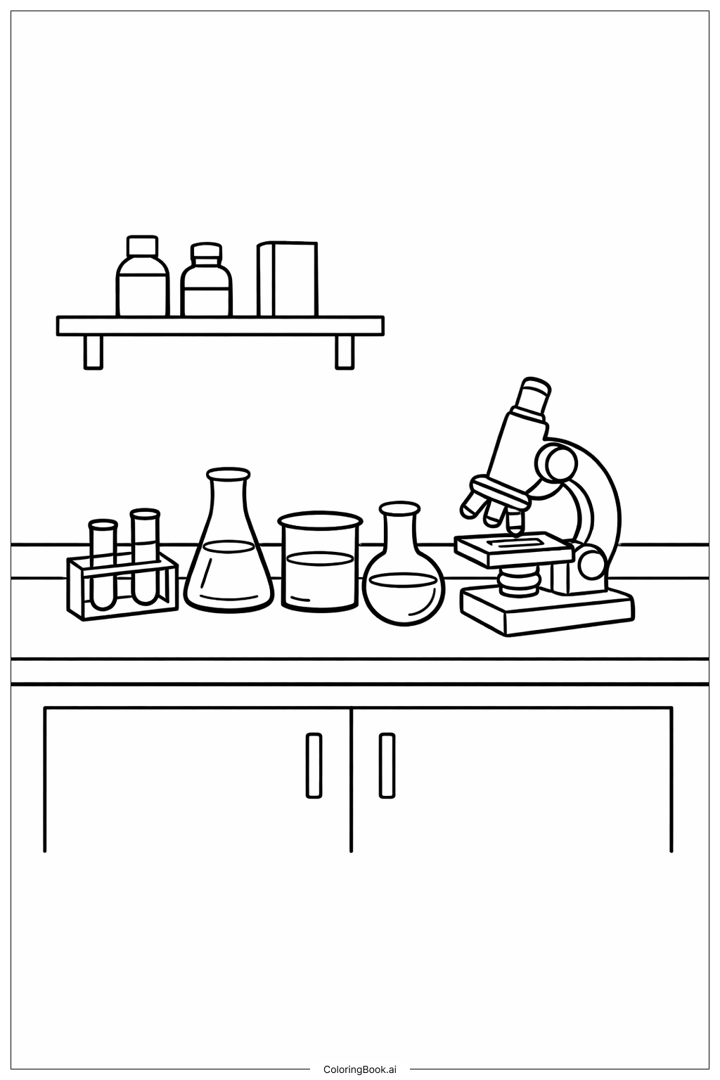  學校科學實驗桌著色頁 