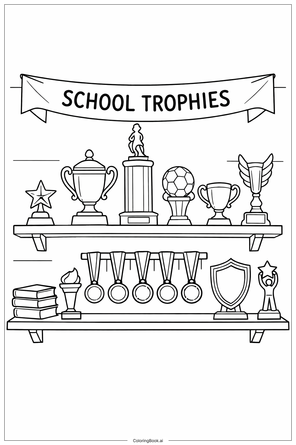  學校獎盃展示著色頁 