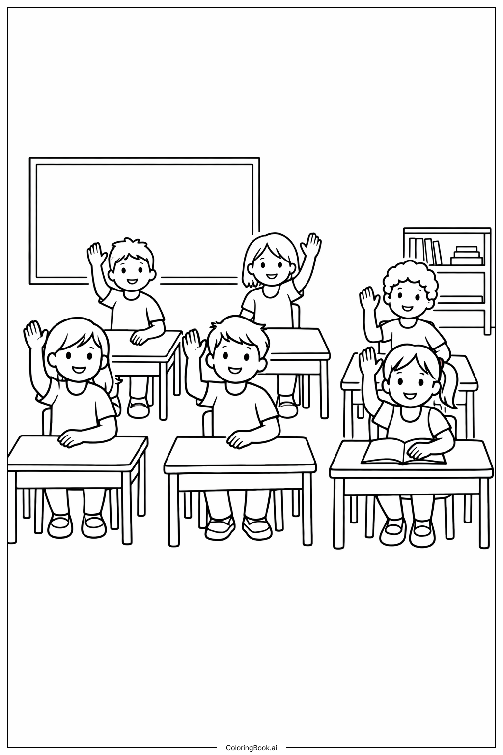  Page de coloriage Écoliers levant la main Mois de l'histoire des Noirs 