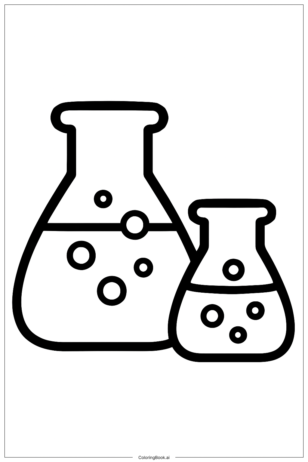  科学烧杯堆叠填色页 