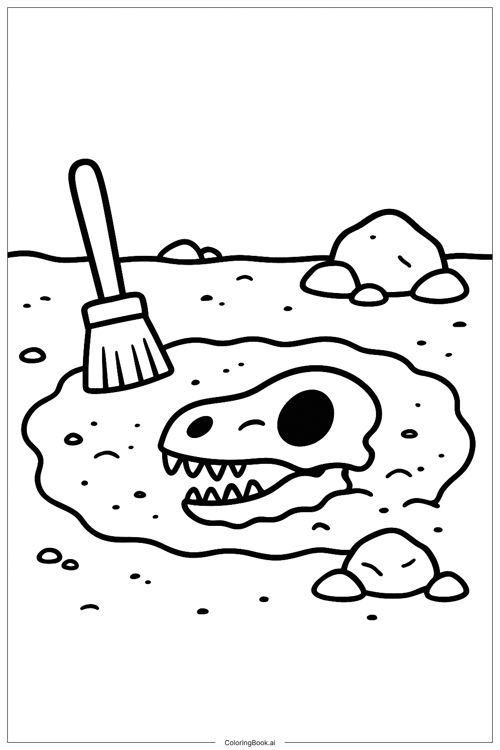  科学化石挖掘现场填色页 
