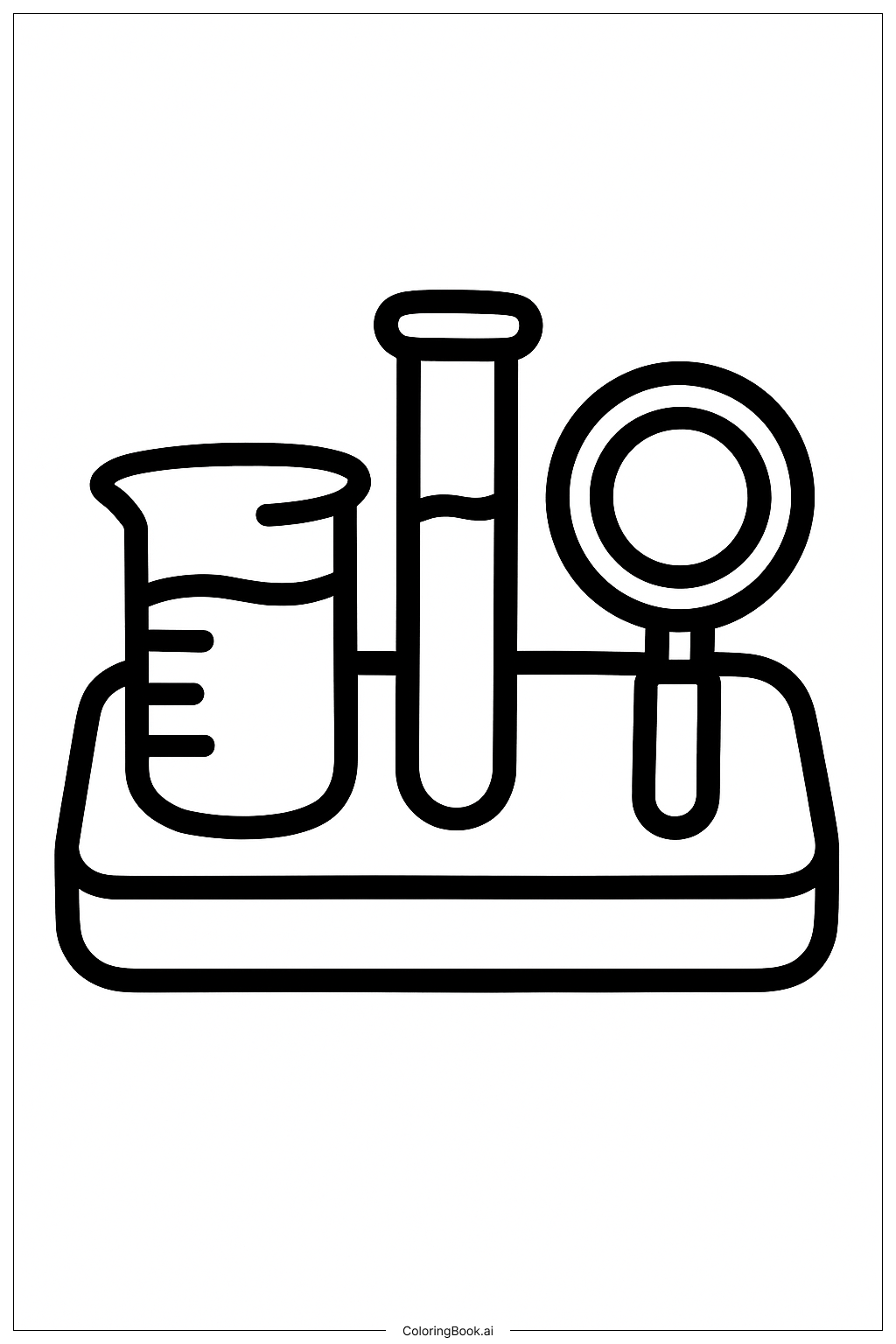  科学工具托盘填色页 