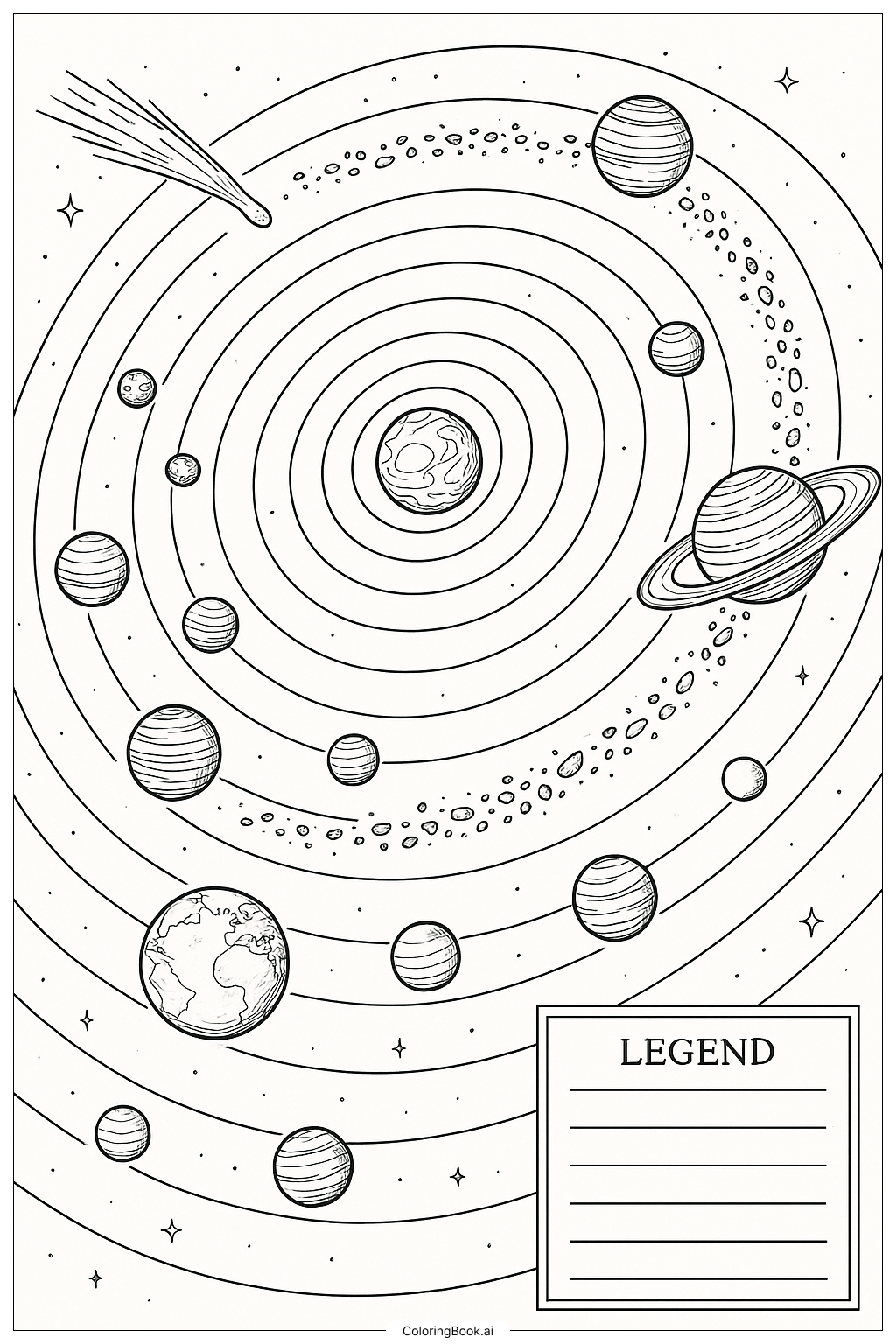  科学行星系统图填色页 