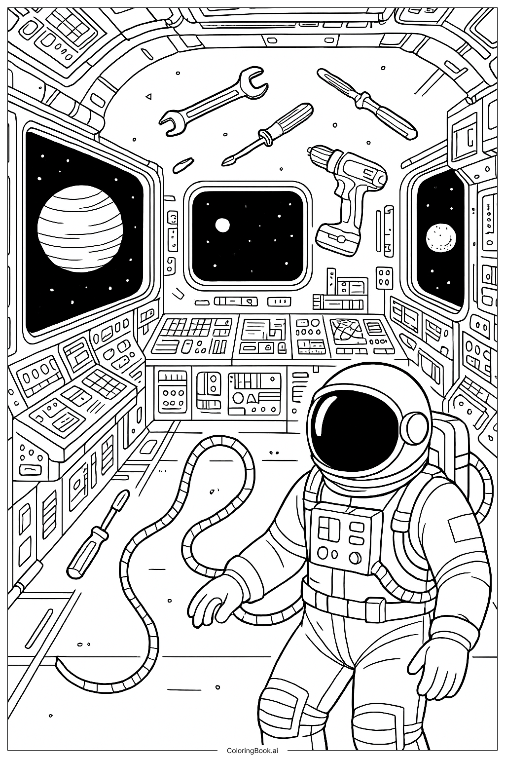  科学空间站内部填色页 