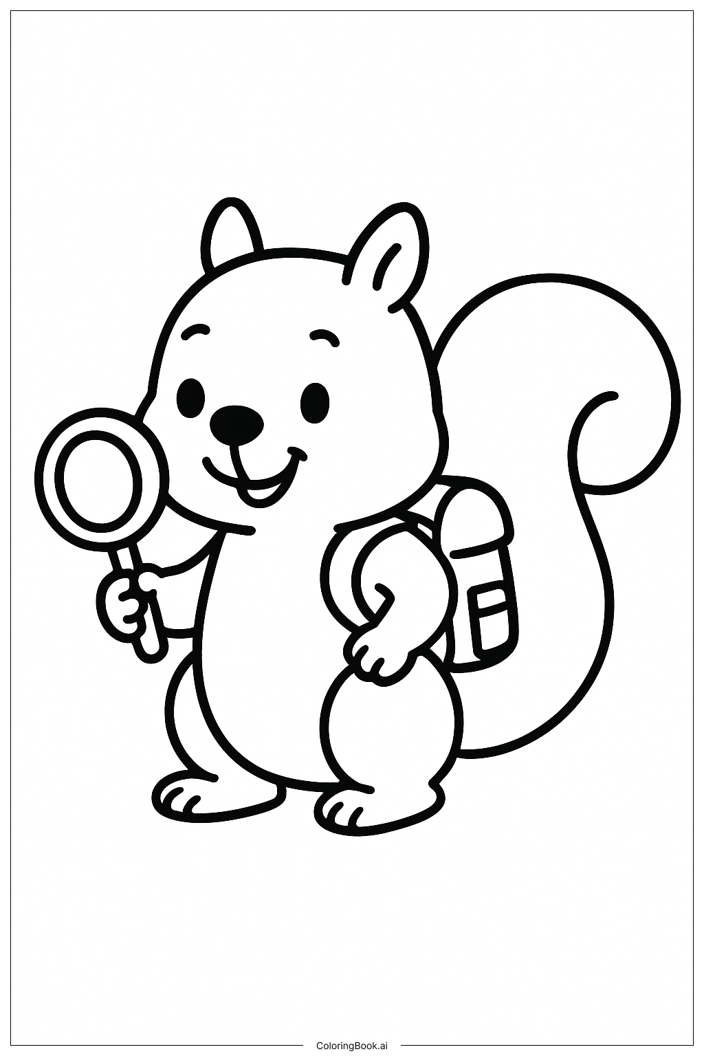  科学松鼠探险家填色页 