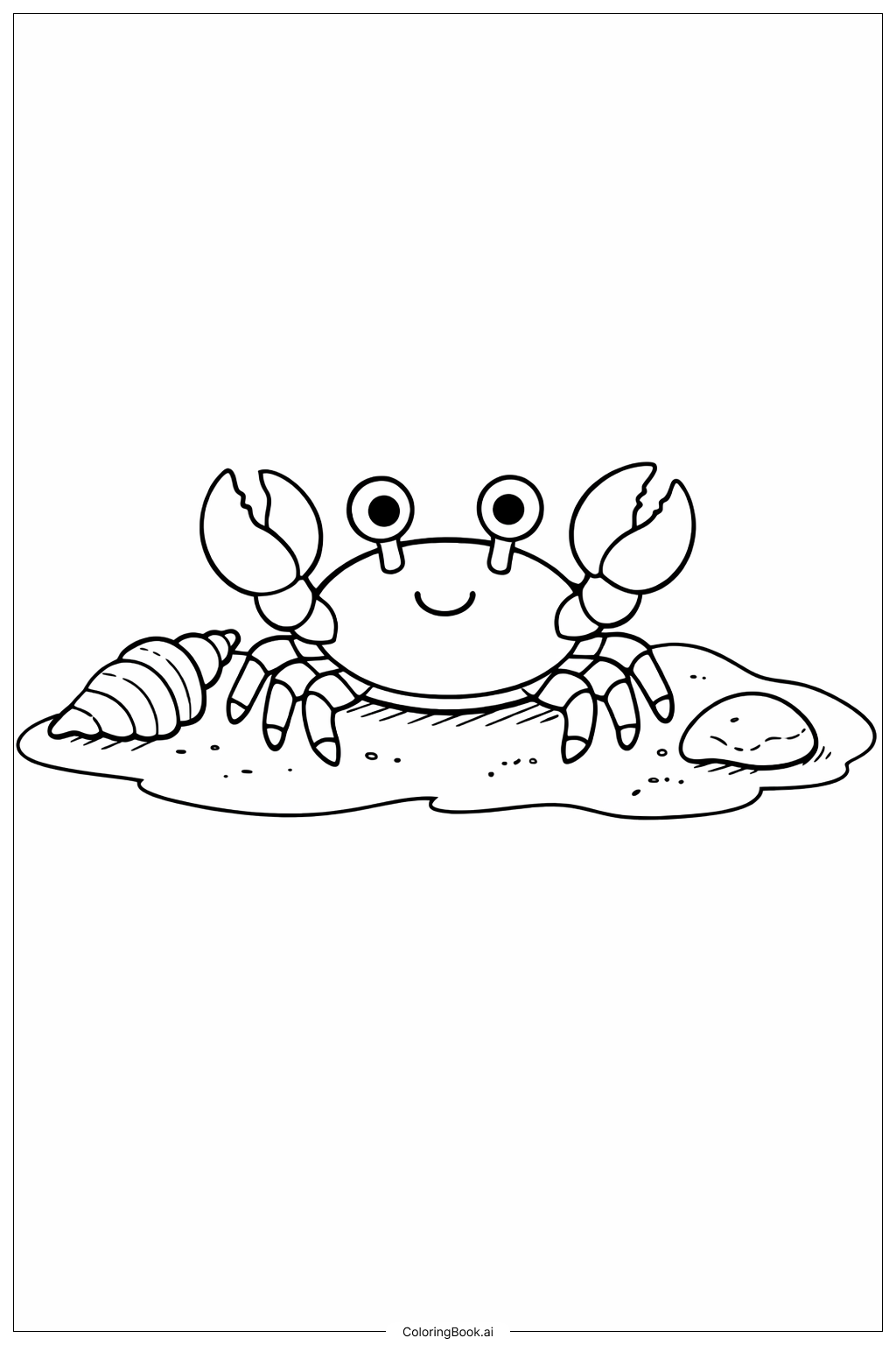  海洋生物忙碌的螃蟹海滩填色页 