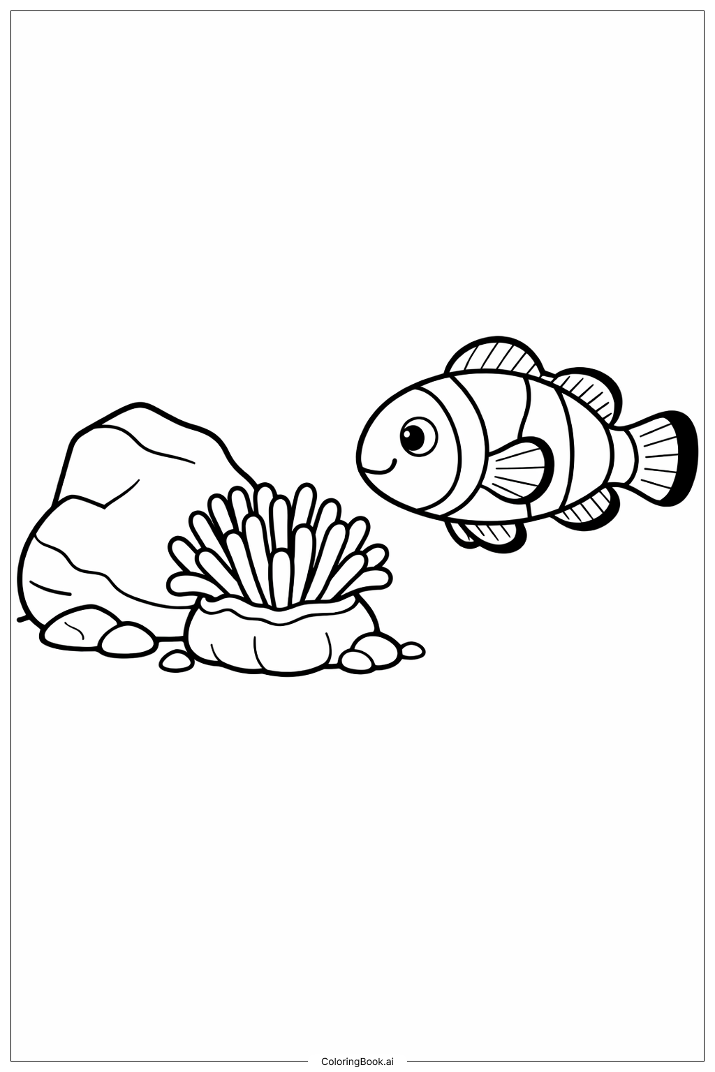  海洋生物小丑鱼藏身处填色页 