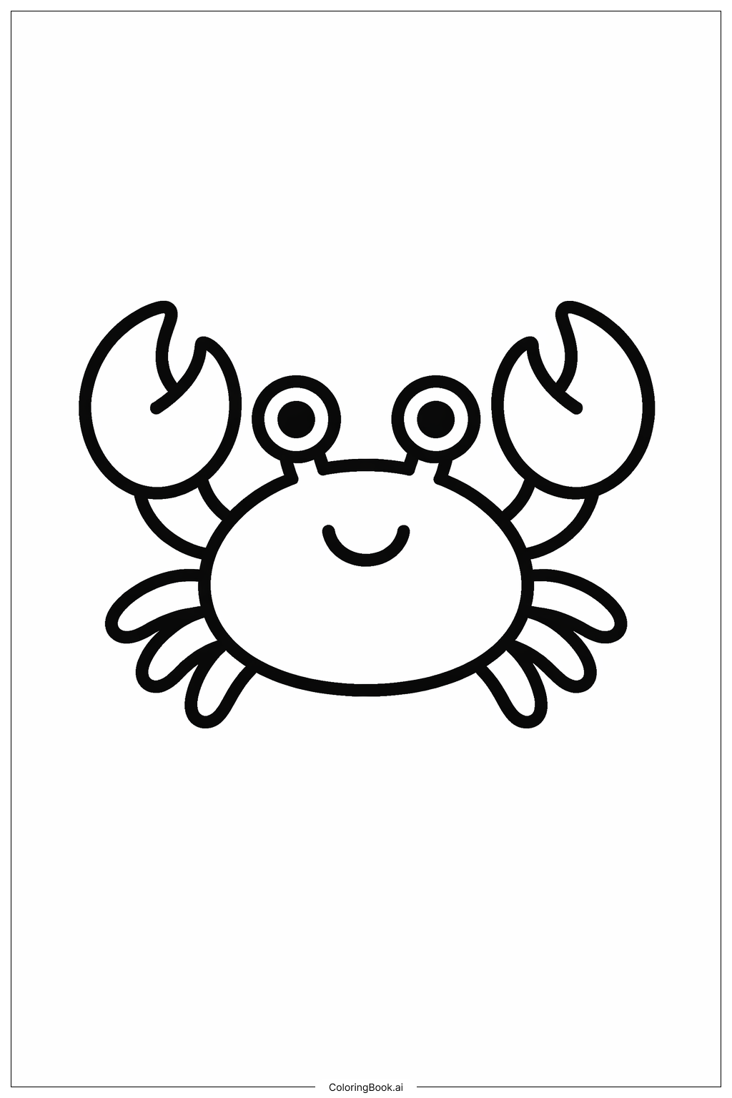  海洋生物可爱螃蟹填色页 