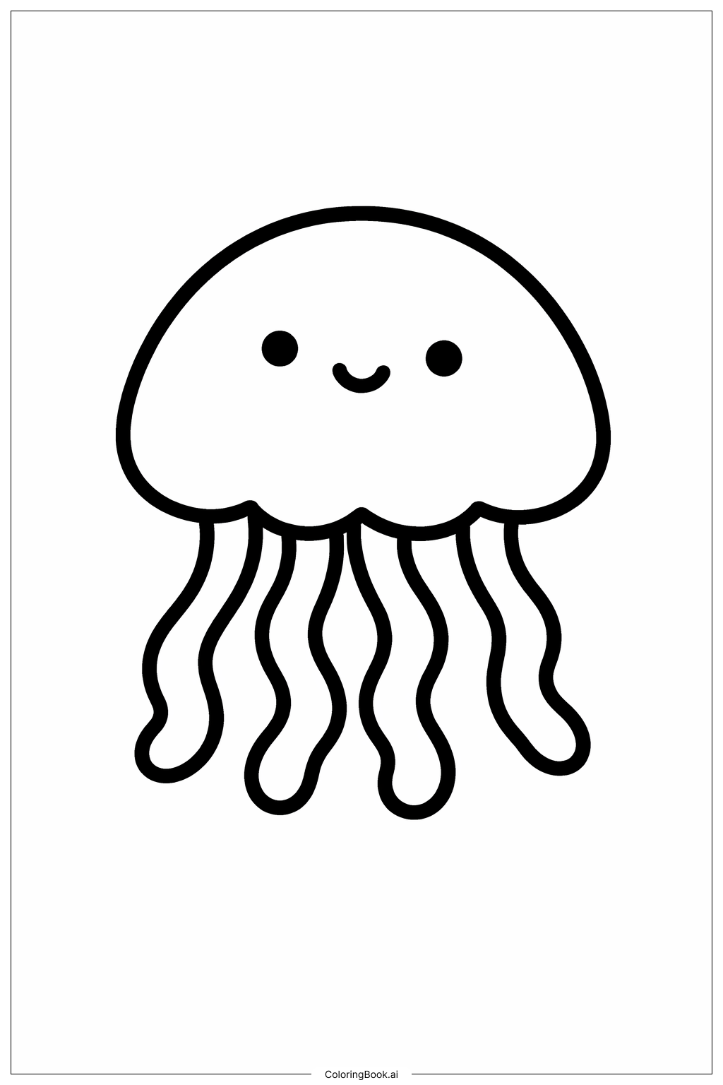  海洋生物快乐水母填色页 