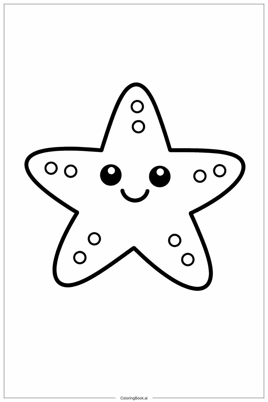  海洋生物开心海星填色页 