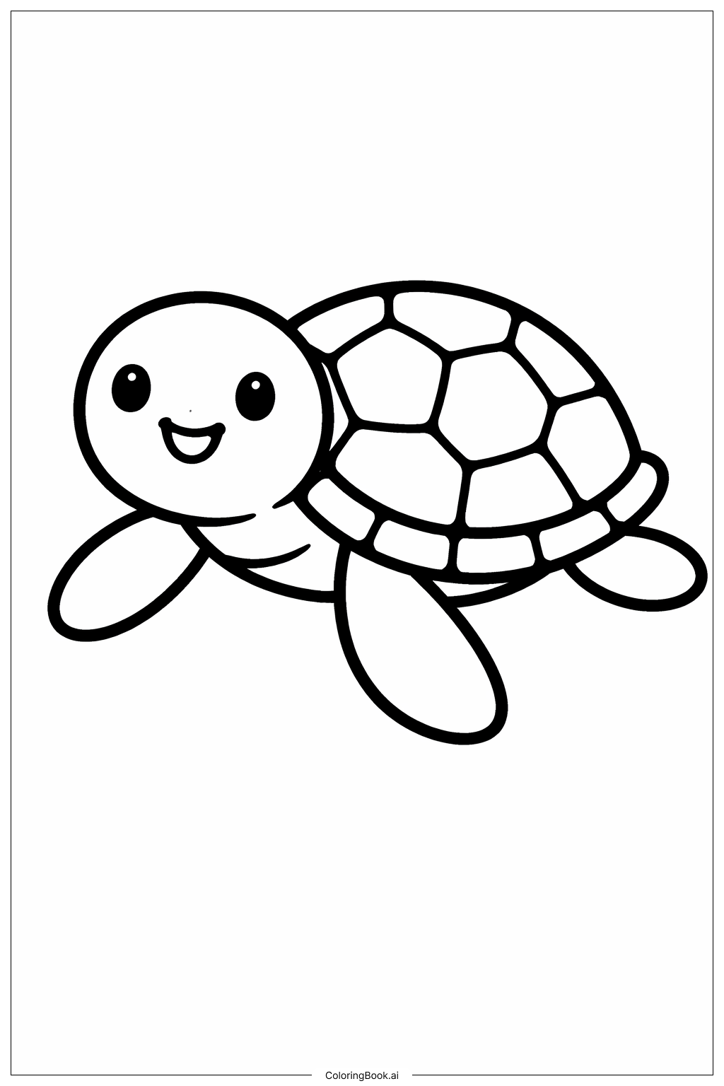  海洋生物快乐的海龟填色页 