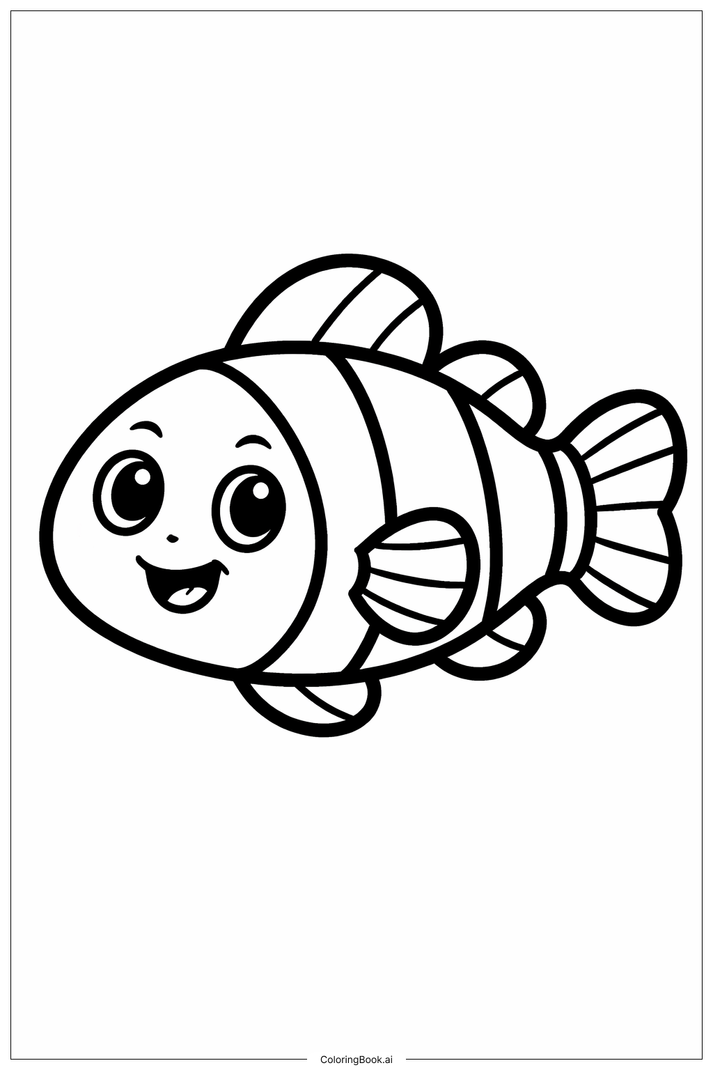  海洋生物之活泼小丑鱼填色页 