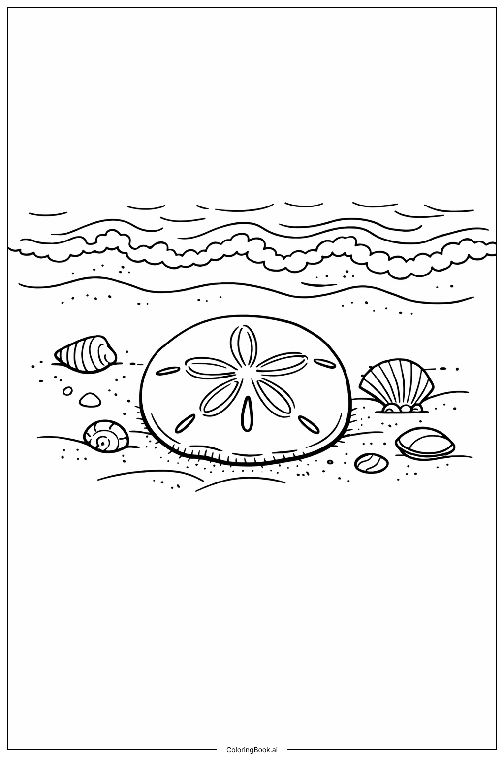  Meeresbewohner Sanddollar Szene Ausmalseite 