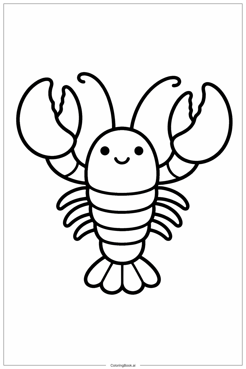  Meeresbewohner Lächelnder Hummer Ausmalseite 