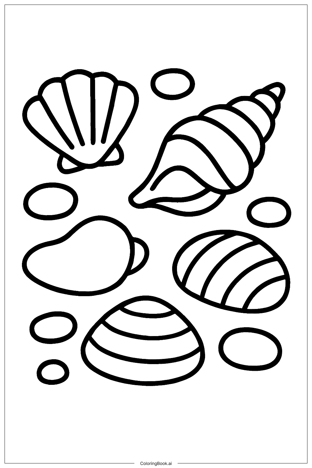  海贝和鹅卵石填色页 