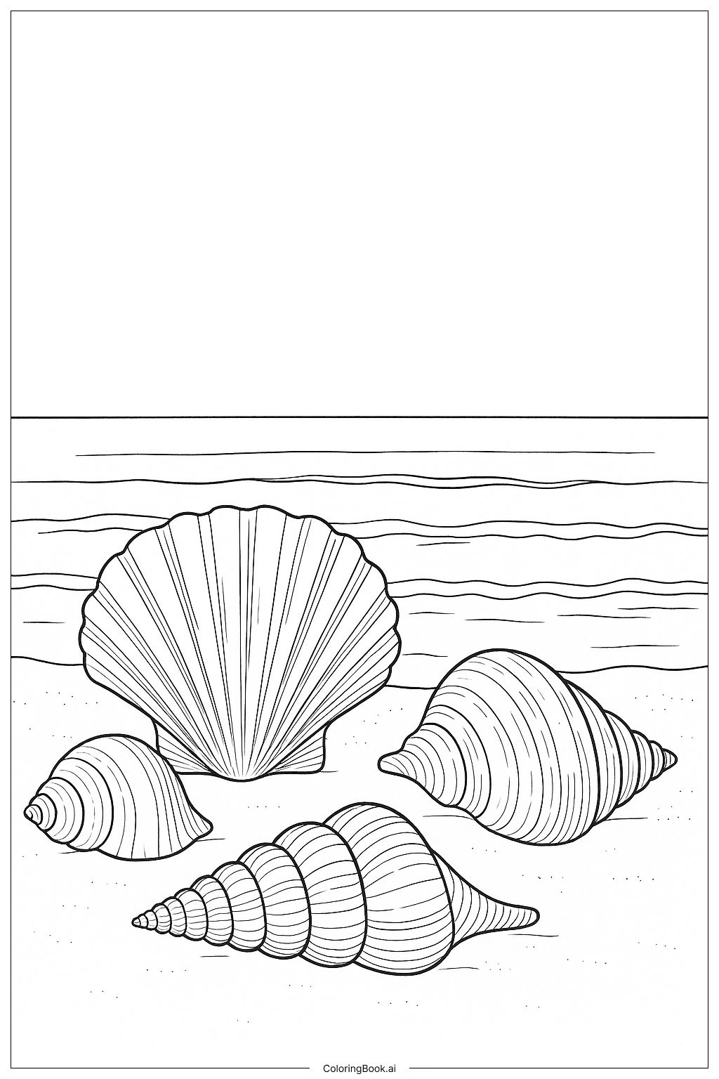 海洋地平线上的海贝填色页