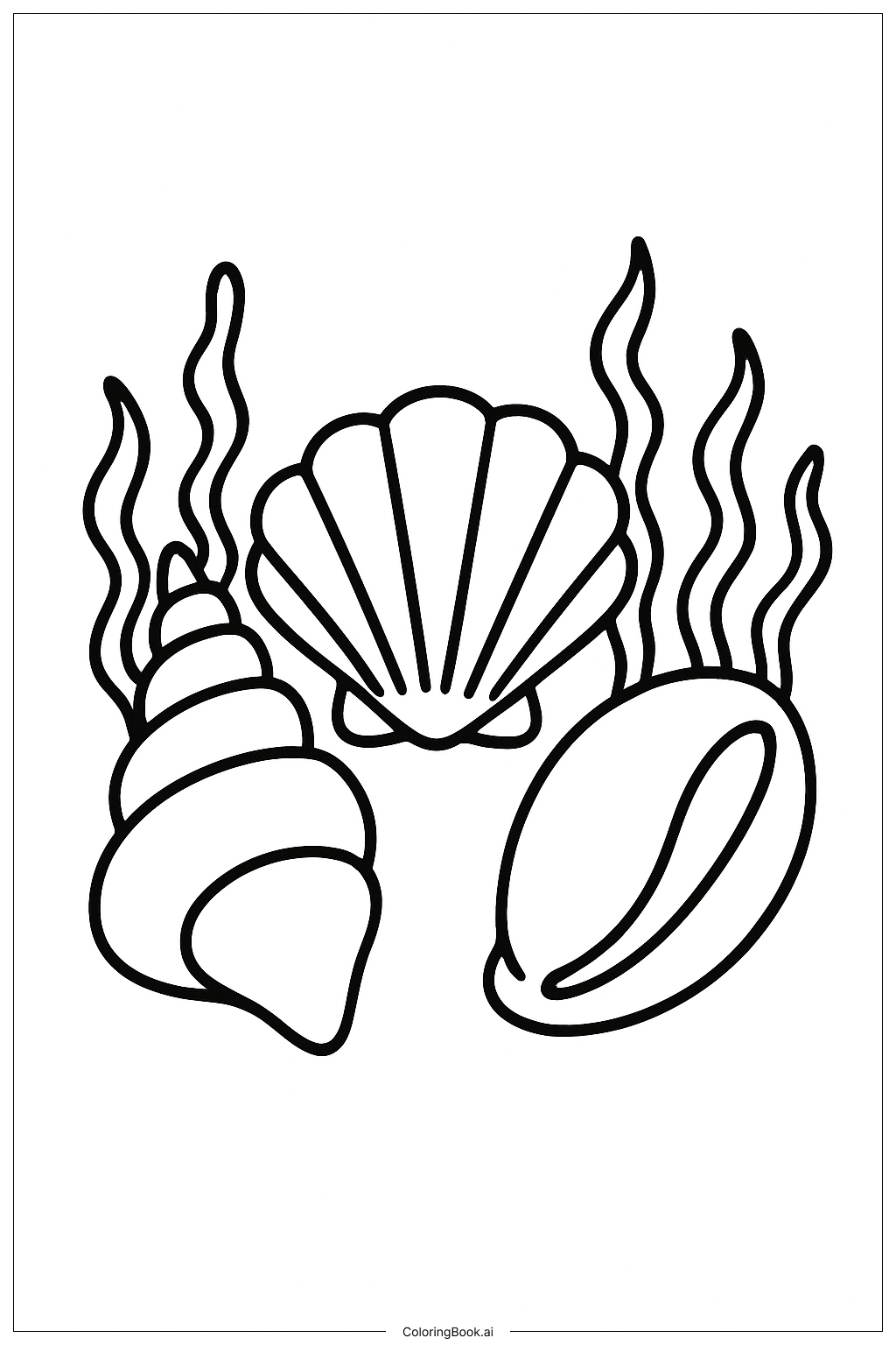  海草与海螺填色页 