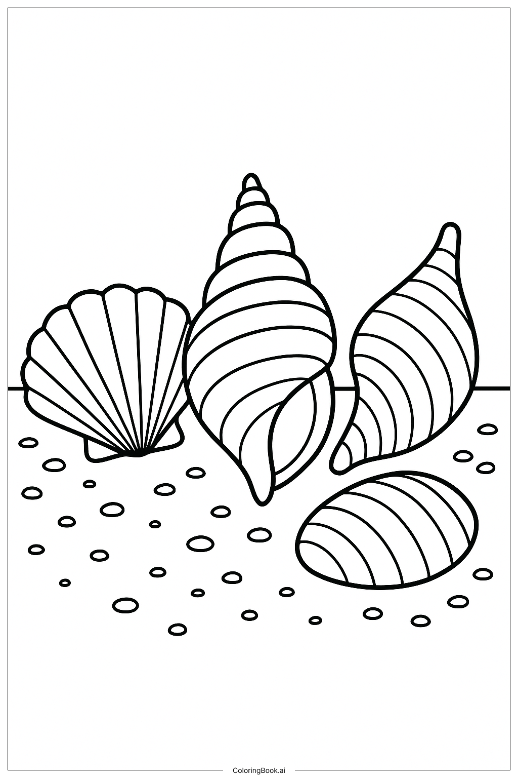  海貝與簡單背景著色頁 