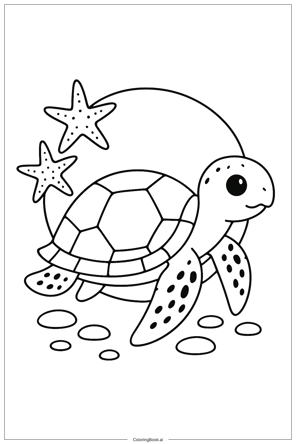  Página para colorir de Tartaruga Marinha e Amigos Estrela-do-Mar 