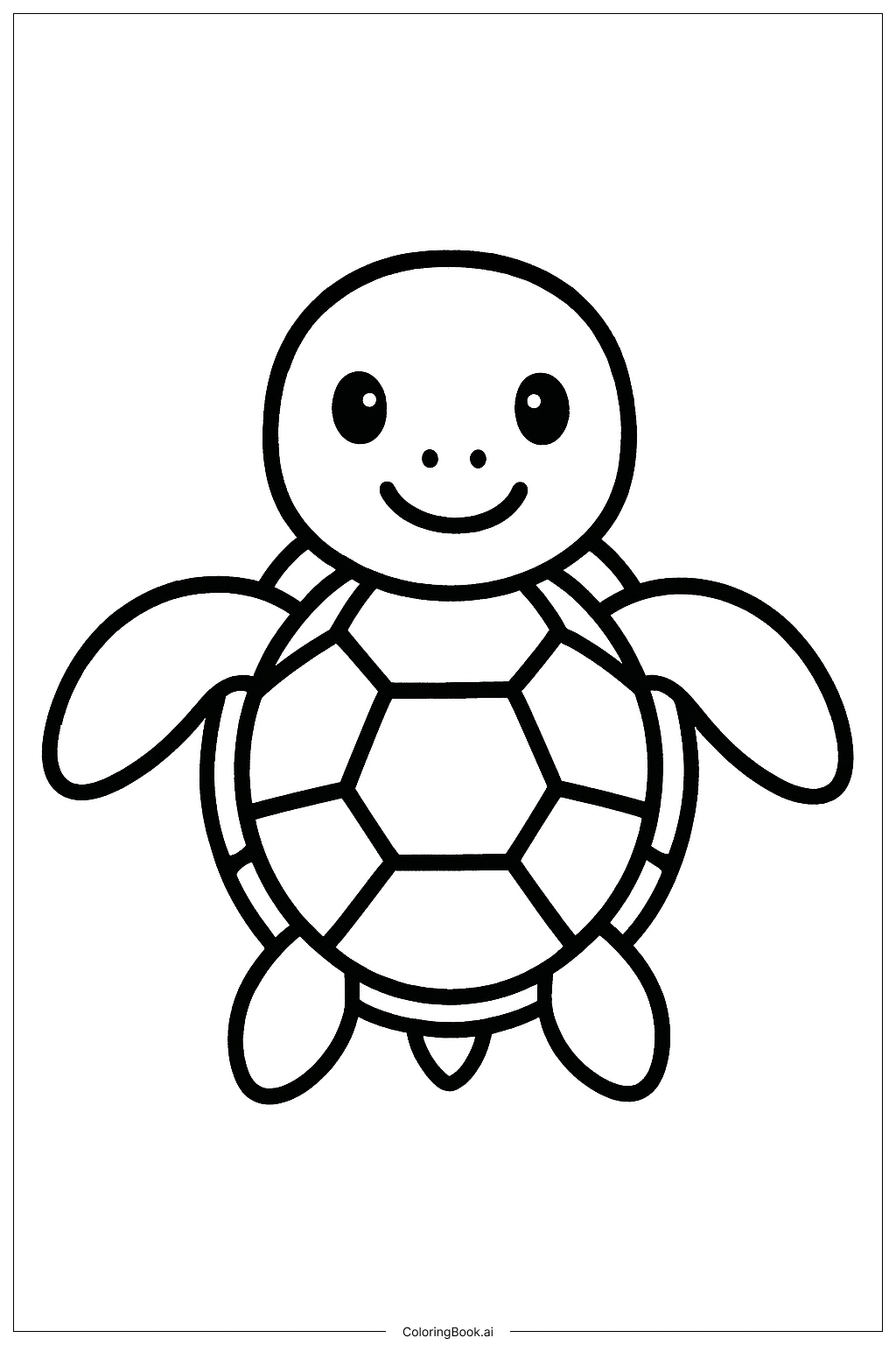  Página para colorir de Tartaruga Marinha de Frente 