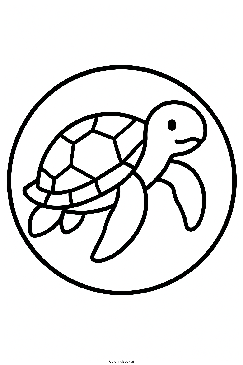  Página para colorir de Tartaruga Marinha no Quadro Circular 
