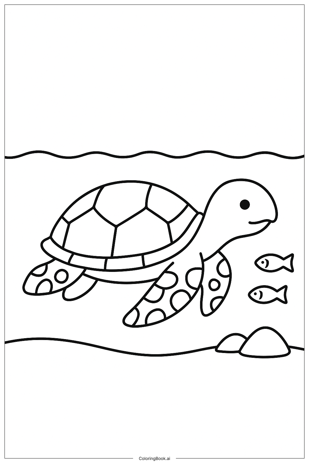  Page de coloriage Tortue de mer dans l'eau peu profonde 
