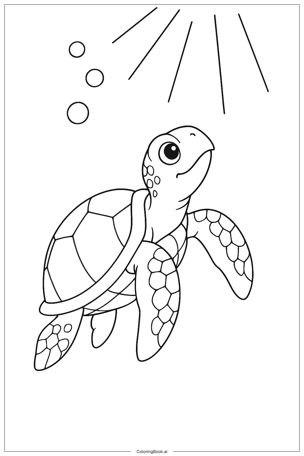  Page de coloriage Tortue de Mer Regardant Vers le Haut 