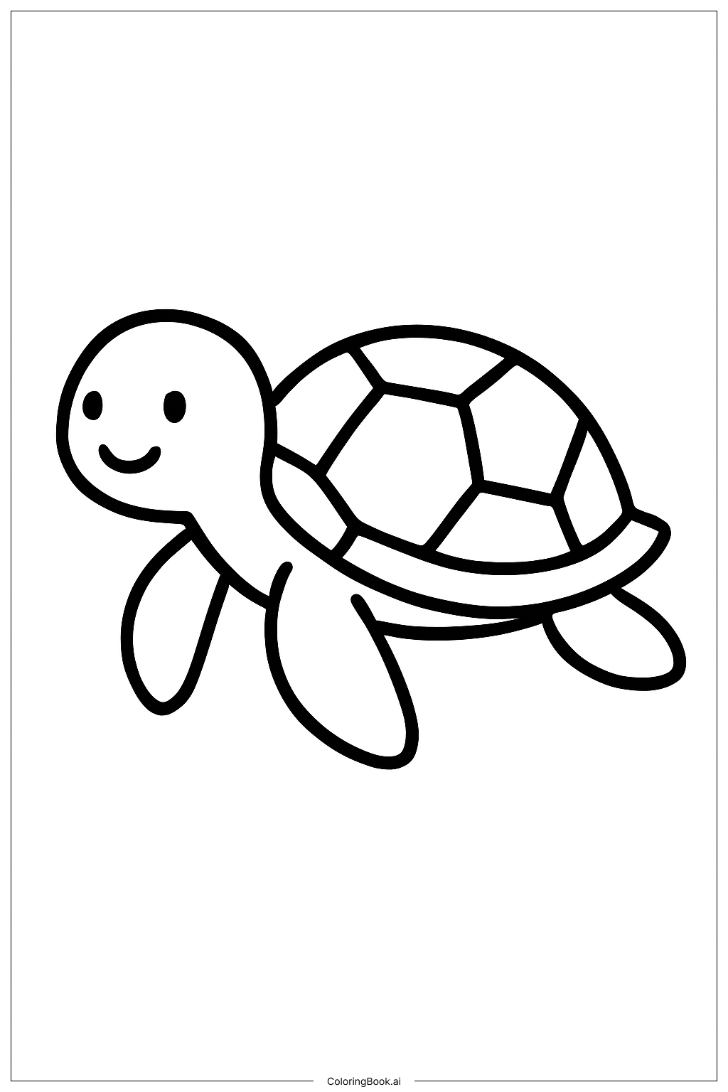  Página para colorir de Tartaruga Marinha Sorridente 