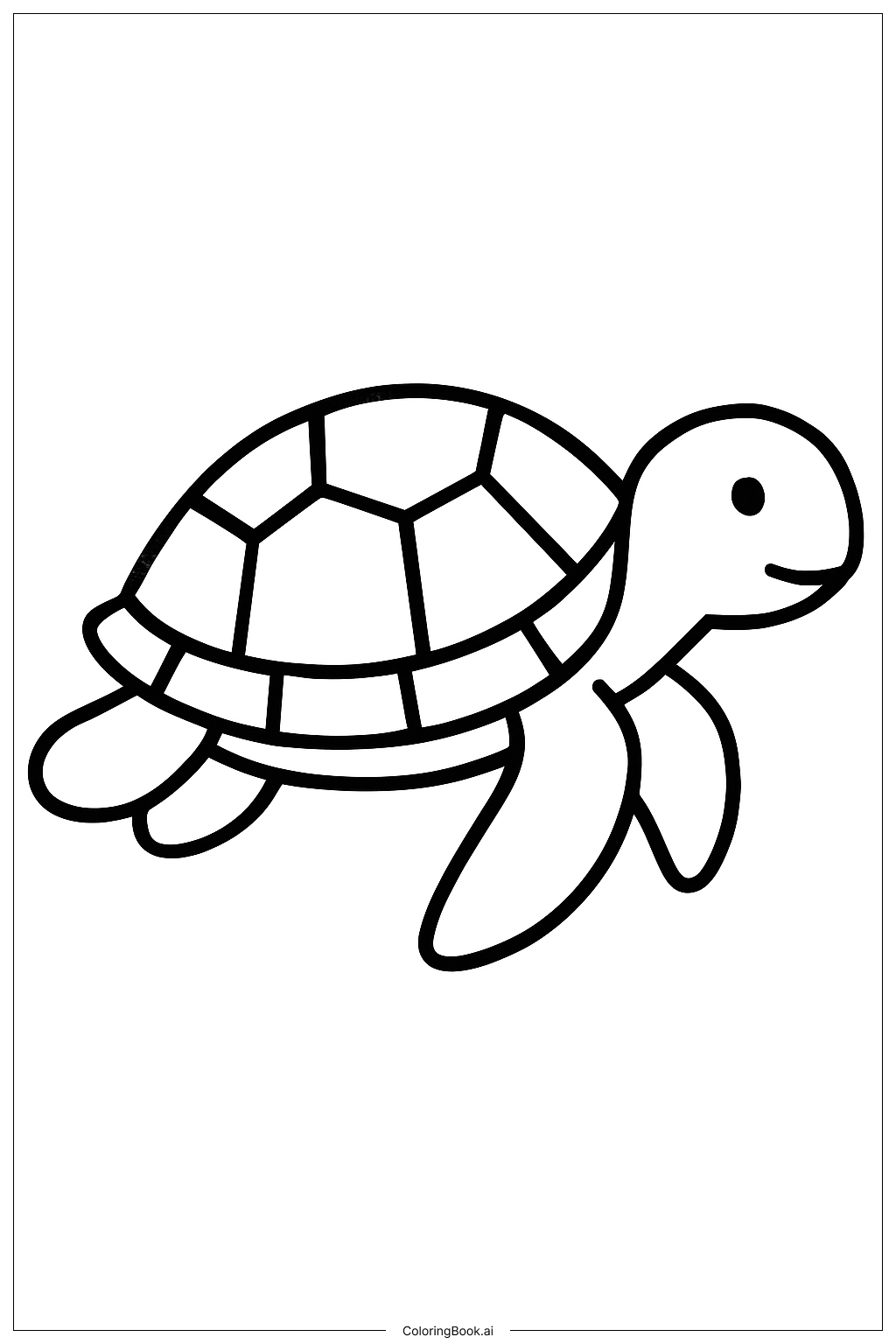  Página para colorir de Tartaruga Marinha Nadeando de Lado 