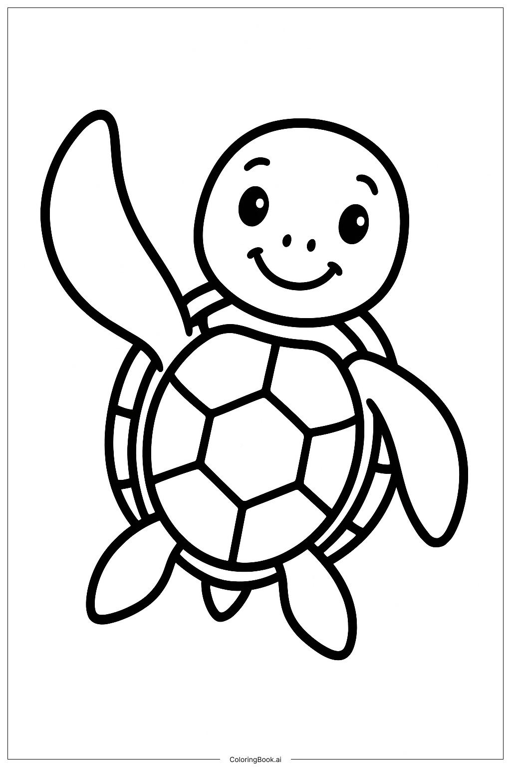  Página para colorir de Gestual de Saudação da Tartaruga Marinha 