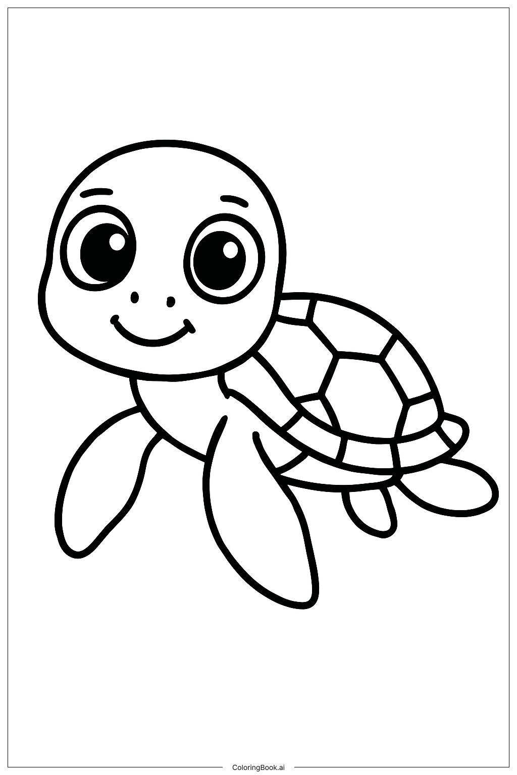  Página para colorir de Tartaruga Marinha com Olhos Grandes 