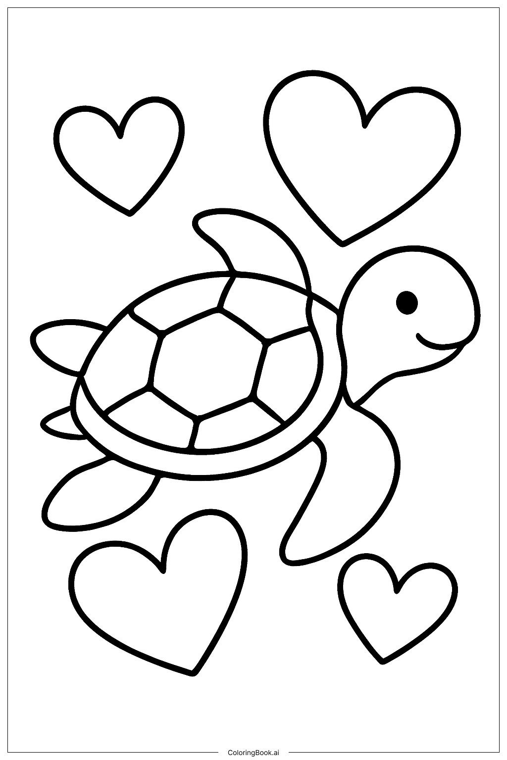 Tartaruga Marinha com Formas de Coração