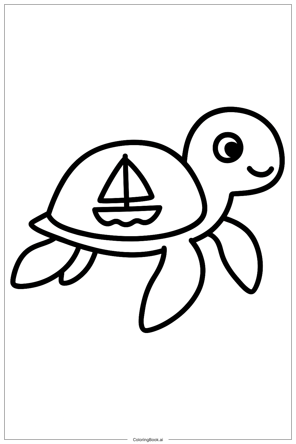 带帆船的海龟贴纸