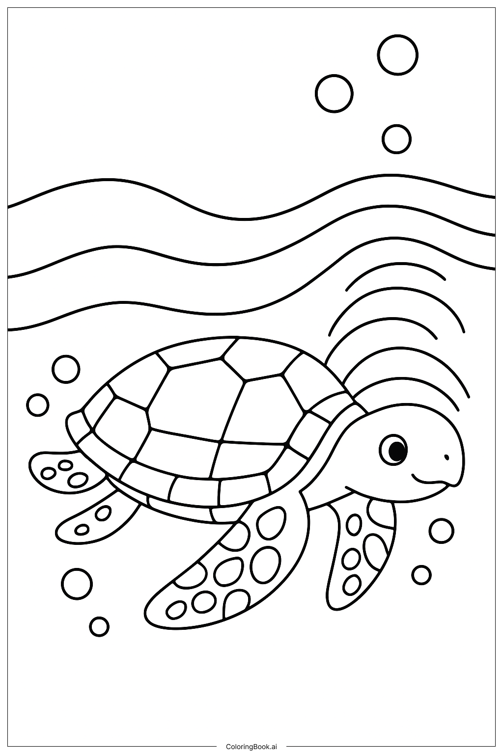 Página para colorir de Tartaruga Marinha com Variações no Padrão da Carapaça