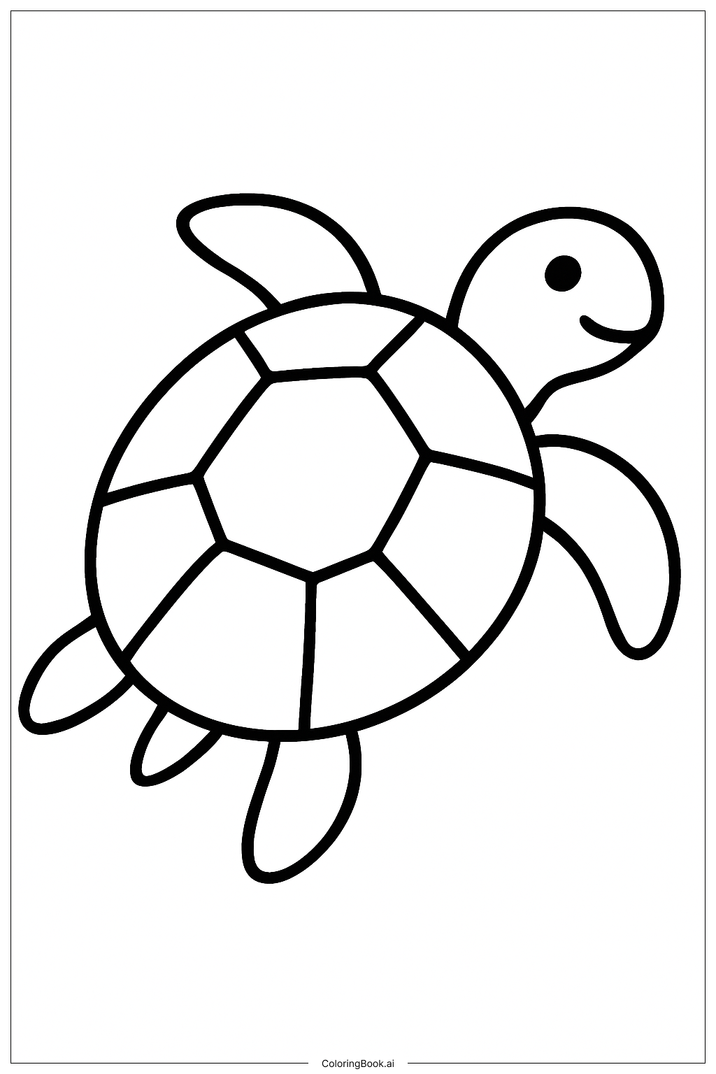  Página para colorir de Tartaruga Marinha com Padrão Simples na Carapaça 