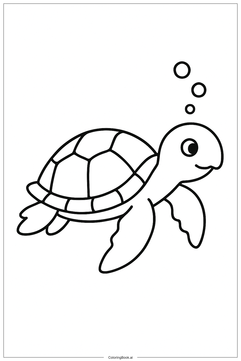  Page de coloriage Tortue de mer avec motif simple sur la carapace 