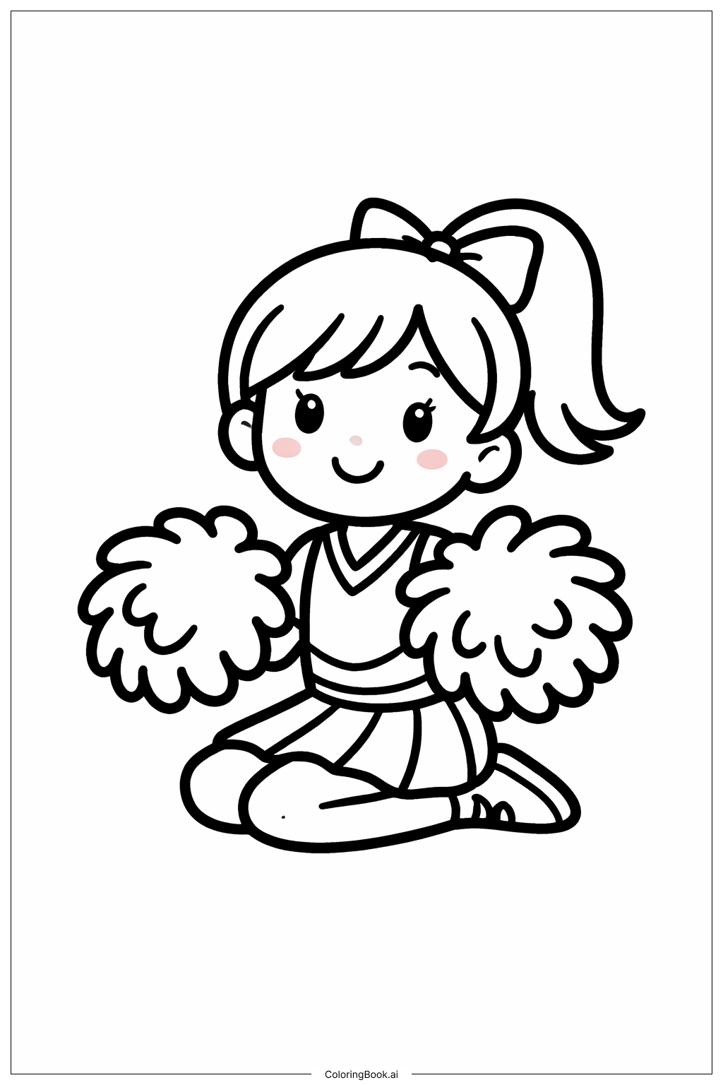 坐姿拉拉队员和彩球填色页